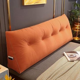 RAKTOV Comfortable Lumbar Cushion, Reading Pillow, Backrest, Triangle Headboard, Wedge Cushion, Large Cushion for Bay Window, Tatami, Sofa, Bedroom, 100 x 50 x 20 cm, Orange