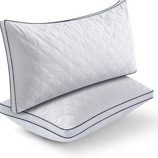 MetersGod Pillow 40 x 80 cm, Set of 2, 1100 g Microfibre Filling for Neck Pillow, Adjustable Fibre Filling Hotel Pillow with Zip, Washable at 60 Degrees, Suitable for Allergy Sufferers