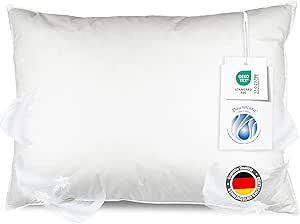 ZOLLNER Pillow made of 100% feathers, made in Germany, suitable for allergy sufferers, cover made of high-quality cotton, washable up to 60 °C, 60 x 80 cm, hotel quality