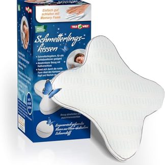 TELE WELT HSP Butterfly Pillow [Memory Foam] Side Sleeper Pillow - Neck Support Pillow - Ergonomic Support - Breathable - Orthopaedic Pillow - 45 x 35 x 10 cm
