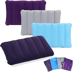 JSMTKJ Inflatable Pillow Pack of 4 Camping Travel Pillow Air Cushion Pillow Velour Cushion Comfortable Travel Pillow for Car for Camping and Travel Made of Soft Material