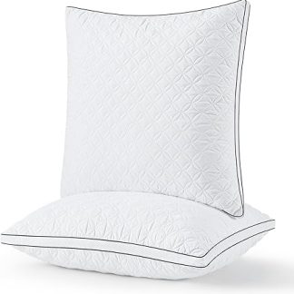 BedStory Pillow 80 x 80 cm, Set of 2, Breathable Neck Pillow, Washable Bed Pillow, Sleeping Pillow, Seat Cushion, Sofa Cushion, Soft But Firm