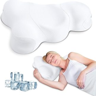 SAHEYER Neck Pillow Memory Foam Pillow, Cloud-shaped Ergonomic Pillow & Orthopaedic Pillow, Cooling Neck Support Pillow for Side, Back and Stomach Sleepers