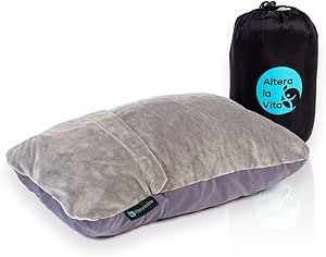 Altera la Vita Travel Pillow Neck Pillow Made of Crushed Memory Foam – Compactable – for Aeroplane, Train, Car, Outdoor, Camping, Ultralight, Small, Cuddly Soft