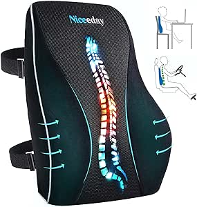 Niceeday Lumbar Cushion for Office Chair Car Lumbar Cushion Memory Foam Back Cushion with Breathable Orthopaedic 3D Mesh Lumbar Support