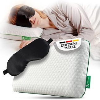 Ruheoase Ergonomic Pillow, Neck Pillow (50 x 30 cm), Orthopaedic Health Memory Foam Pillow Made of Bamboo Charcoal with Cover, Sleeping Pillow for Sides, Back and Stomach Sleepers