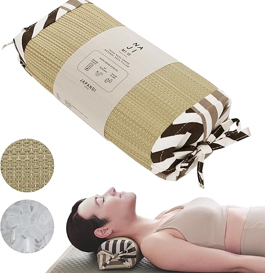 NAJIMI Igusa Charcoal Brown Japanese Tatami Style Soft Pillow Traditional Design Yoga Zen Sleeping Decorative Travel Orthopedic Neck Lumbar Meditation Cushion