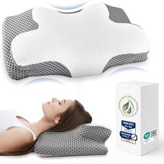 Ergo Dream® Neck Support Pillow Ergonomic Side & Back Sleeper Pillow - Orthopaedic Pillow Against Neck Pain - Memory Foam Pillow Height Adjustable