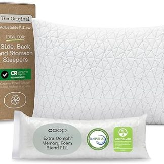Shredded Memory Foam Pillow with Bamboo Cover by Coop Home Goods - Made in the USA - QUEEN - 50x76