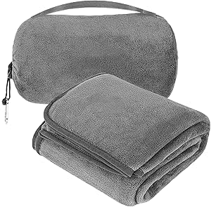 Travel Blanket Pillow 2 in 1, Travel Blanket and Pillow in One, Travel Pillow Aeroplane, Travel Blanket for Men & Women, Soft Flannel, Plane Throw Blankets, for Aeroplane & Car, Camping, Offices