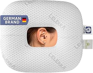 Lelekka Runa Piercing Cushion with Centre Opening to Relieve Ear Pain Includes 2 Covers Donut Cushion with Hole Pressure Relief Cushion