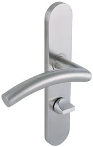 Vachette Linox 494 Comma Door Handle Set on Large Plate - Indicator Lock - Bathroom and Toilet Door - Distance 195 mm - Easy to Install - Stainless Steel