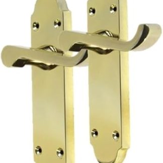 Haven Heritage Brass Door Handles Epsom Style Victorian Scroll, Handle Latch - Exterior Door Handle and Interior Door Handles - Elegant Door Handles Brass Door Handles Set - Brass