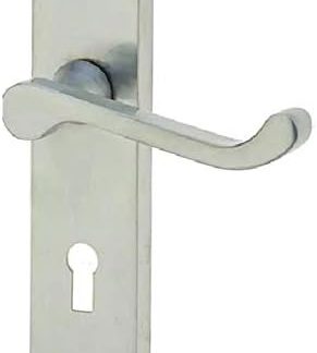 Victorian Scroll Door Handles Lever Lock in Satin Brushed Chrome Finish - 150mm x 40mm