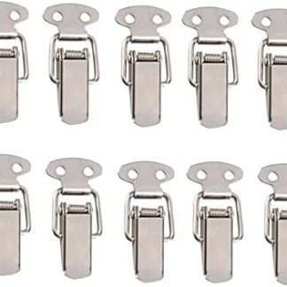 10PC Cabinet Box Locks Spring Loaded Latch Catch Toggle 46 * 21mm Iron Hasps for Sliding Door Window Furniture Hardware-Stainless Steel