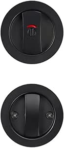 DAZZLEEX Zinc Alloy Privacy Pocket Door Lock Bathroom Sliding Door Lock with Red-Green Indicator for Interior Door Hardware(Black)