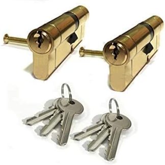 2 x Secure Euro Door Locks 40/45 BRASS Finish Keyed Alike 3 Keys Per Lock