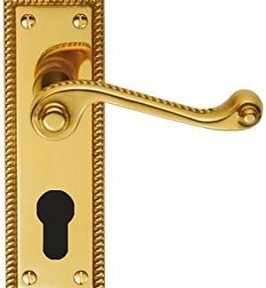 Lever Lock Euro 47.5c/c Door Handle (Pair) - Finish - Polished Brass(PB)