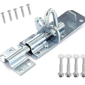 TERF® Heavy Duty Brenton Bolt Zinc 200mm (8 inch) Strong Silver Padlock bolt For Use with Gates Sheds Garage Doors Lock and Out House Doors Zinc - 200mm