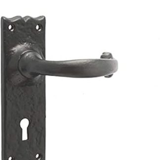 Black Antique Door Handles Lever Lock Plain