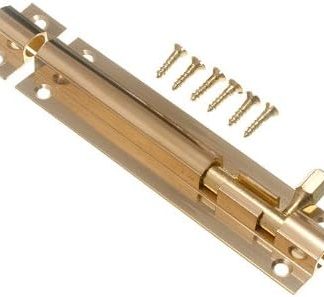 DOOR BOLT BARREL SLIDE LOCK 100MM 4 INCH BRASS WITH SCREWS ( pack of 3 )