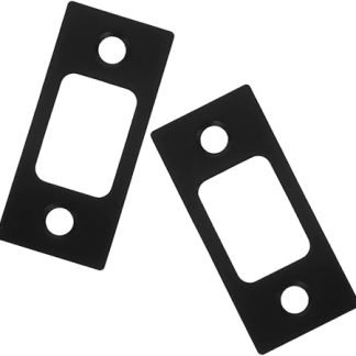 2PCS Black Stainless Steel Door Strike Plates for Wooden Doors Mortise Lock Latch Guides with Corner Deadbolt Backplate Easy Installation for Home and Office Security