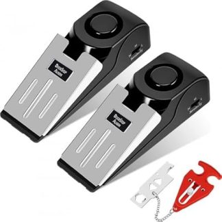 2 Pieces Door Stop Alarm with 120DB Siren 1 Piece Portable Door Lock, Portable Wedge-Shaped Door Security Stopper Alarm with Non-Slip Rubber for Home & Travel Security
