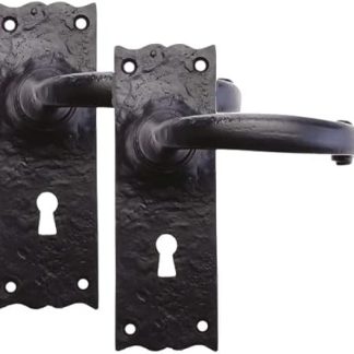 Golden Grace Black Antique Plain Design Door Handles Lock Set - 150mm x 52mm