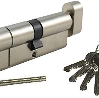 SecEuro Euro PVC Door Lock / Thumb Turn with 5 Keys Anti Drill Pick Bump Snap#Nickel~30/30~1 Lock (5 Matching Keys)