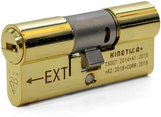 UAP Kinetica+ K4 3* Kitemarked Horizontal Euro Key & Turn Cylinder Door Lock - Advanced Home Security & Safety, Bio Key, 6-Pin, Anti-Bump, Anti-Drill (70mm 30EX-10-30 (35EX/35) (Polished Brass)