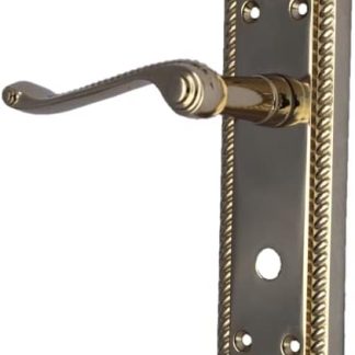 Haven Heritage Brass Door Handles Internal - Georgian Door Handles for Bathroom - Bathroom Door Handle with Latch, Brass Internal Door Handles Lever Latch Lock for Interior Use (Bathroom Handle x 1)