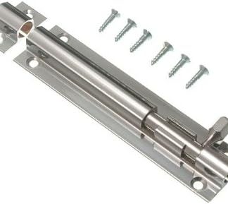 DOOR BOLT BARREL SLIDE LOCK 100MM 4 INCH CHROME WITH SCREWS ( pack of 3 )