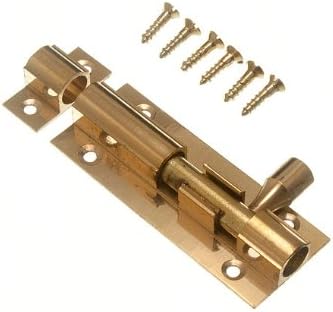 Pack Of 2 Door Bolt Barrel Slide Lock 63Mm 2 1/2 Inch Brass With Screws