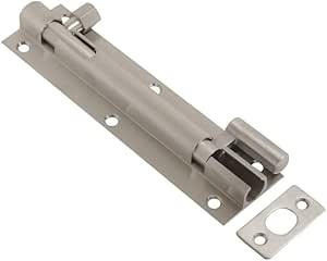 Vibe 38mm Barrel Bolt Necked 150mm x 38mm on Satin Chrome, Surface Mounted Door Bolt, Sliding Door Lock, Lock Bolts for Securing Internal Doors for Bedrooms, Bathrooms, Storage Units and Cupboards