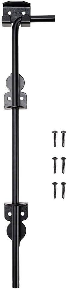 ZiStarlilife Drop Down Bolt 18 Inch Steel Cane Bolt Drop Rod Ground Latch Gate Hardware Lock System for Wood Metal PVC Vinyl Double Fence Door Security