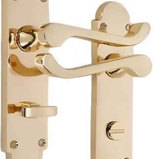 Infinity Decor Victorian Scroll Curved Internal Lever Door Handle on Half Round Backplate Pair Polished Brass Bathroom Handles Ideal for Interior & Exterior Doors