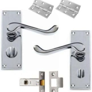 Door Handles, Door Handles Internal for Interior Doors, Internal Door Handle Sets - Victorian Scroll Polished Chrome Lever Door Latch Handles - Chrome Door Handles Set (Privacy Lock) - 2Pcs