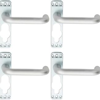 4 Pack | Pair Safety Lever on Inner Backplate - 152mm Door Handle - Satin Aluminium | Lever on Backplate Door Handle - Internal Door Hardware - Lock, Euro, Oval and Latch Options Available