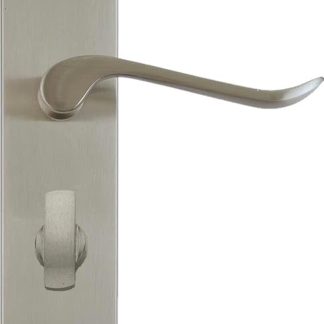 Architectural Hardware Howdens Bertelli Satin Nickel Chrissi Shaped Door Handles 1 Pair (Bathroom Lock Door Handle Set)