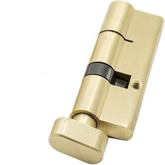 Barrel Locks with Keys Gold Double Or Single Open Cylinder Hardware Indoor Lock Door Brass Extended 3pcs Key((35-65knob) 100mm)
