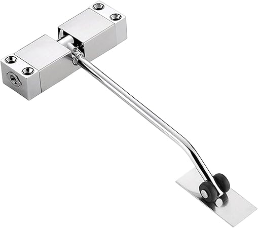 Adjustable Door Closer, Door Closing Device Safety Lock Adjustable Furniture Door Hardware Automatic Spring Door Closer Mounted Adjustable(Silver)