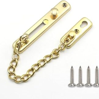 Stainless Steel Door Chain, Retro Security Chain Lock, Internal Door Restrictor for Privacy and Safety, Door Lock with Screws [Gold]