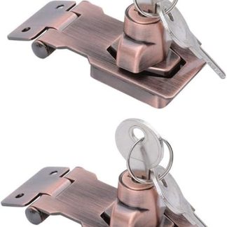 YIJIAN 2PCS With Key Security Rotary Home Lock Hasp Set Boxes Door Bolt Hardware Screws Cupboard Furniture Latch Buckle Zinc Alloy (Color : Red Bronze, Size : 2.5 Inch)