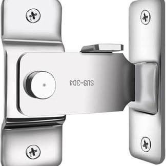 Unifizz 304 Stainless Steel 90 Degree Right Angle Door Lock Buckle Bolt Lock Cam Latch, Door and Window Sliding Lock Anti-Theft Buckle Door Lock, Large Brushed 1pcs