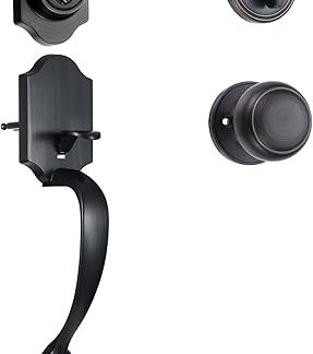 VEVOR Front Door Handle and Deadbolt Set, Front Door Lock Set with Interior Knob, Adjustable Hole Spacing Single Cylinder Handleset, for Right and Left Handed Entrance, Brushed Oil Rubbed Bronze