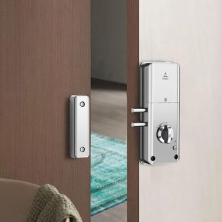 Tuya Smart Invisible Door Lock, Indoor Burglar Door Lock, Electronic Smart Lock APP Card/APP Unlock, Invisible Door Lock Deadbolt(Silver)