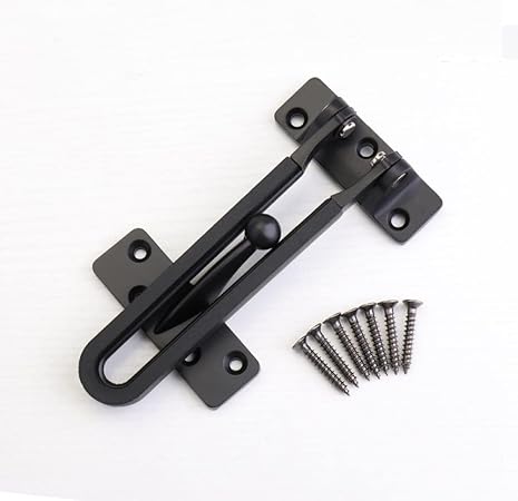 Door Lock,Gate Latch, Latches Bolts 1Pcs Zinc Alloy Fastener Door Chain Anti Theft Lock Window Cabinet Door Lock Suitable Family Door Security Hardware Black(Black)