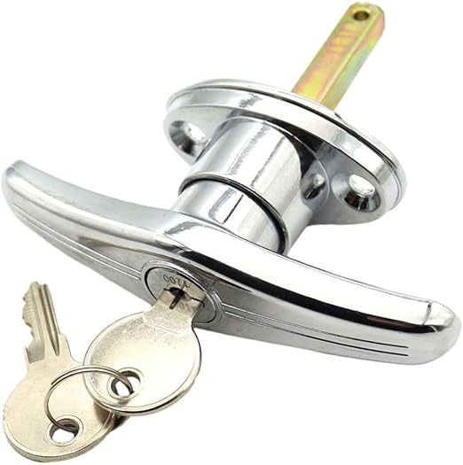 RANRAO T Handle Lock, Rear Fixing T Handle Lock, Garage Door Lock T Handle Rear Fix Keyed, Shed Door Lock for Trailer Caravan Canopy Machine Door