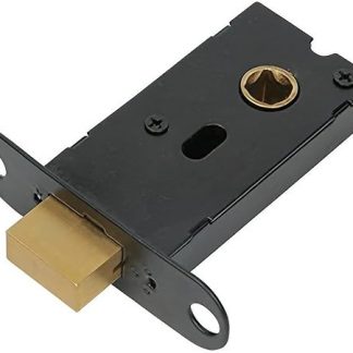 Bathroom Door Lock, Toilet Doors Deadbolt Lock, Internal Door Locks, Flat Tubular Mortice Latch, Dark Metallic Finish and Brass Locks Heart, for Timber Doors Or Gates On Outbuildings
