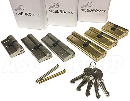 SecEuro Euro PVC Door Lock Nickel 40/50mm with 5 Keys Anti Drill Pick Bump Snap